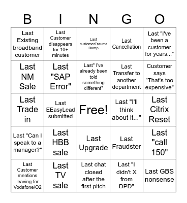 LAST DAY ON CHAT FOR UPGRADES AND RETENTIONS Bingo Card