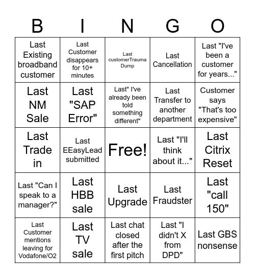 LAST DAY ON CHAT FOR UPGRADES AND RETENTIONS Bingo Card