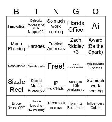 Global Update Bingo Card