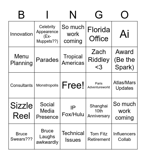 Global Update Bingo Card