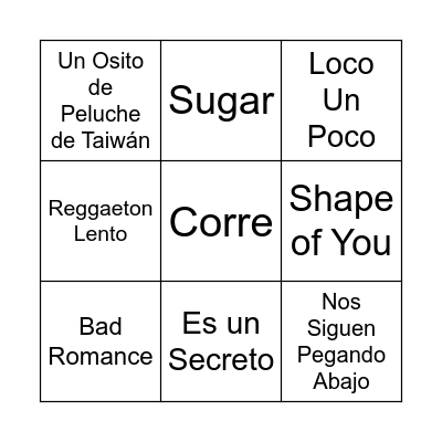 Bingo Musical Bingo Card