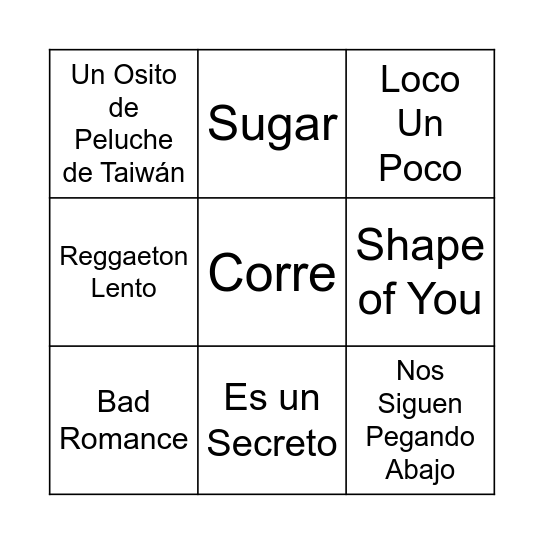 Bingo Musical Bingo Card