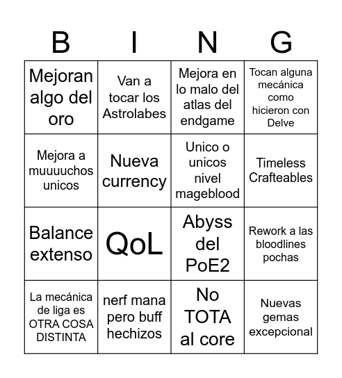 Bingo para la 3.29 Bingo Card