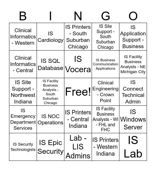 IS Connect - B-I-N-G-O Bingo Card