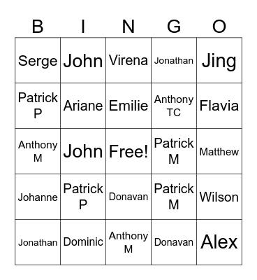 Daily Call Bingo Card
