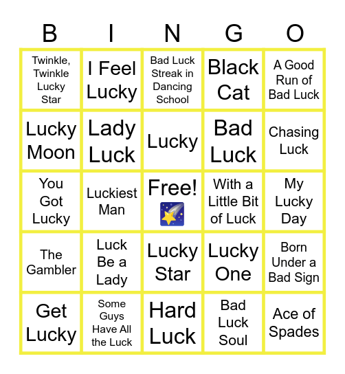 MUSIC BINGO at the Ann Arbor Eagles!  LUCK! Some good, some bad, some have it, some don't!🍀 Bingo Card