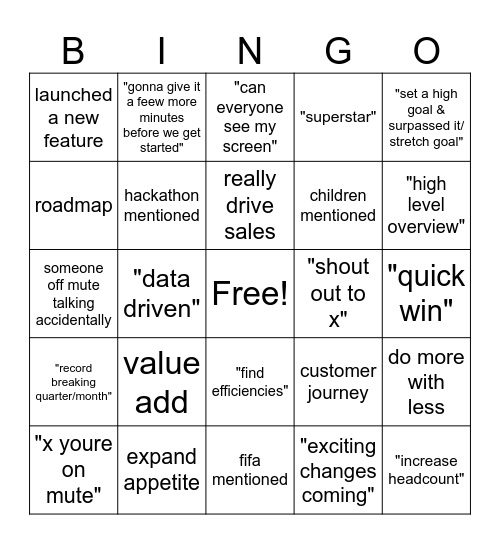 Corpo Bingo Card