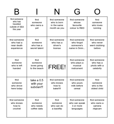 Invictus Bingo Card