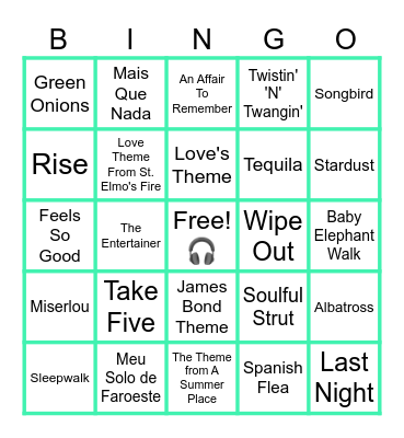 MUSIC BINGO at the Ann Arbor Eagles!  🎺🎻🪇 Instrumentals!🎷🪗🎸 Bingo Card