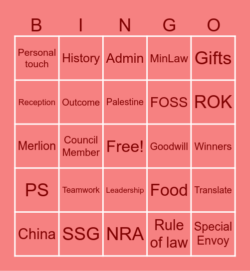 Compass Bingo Card