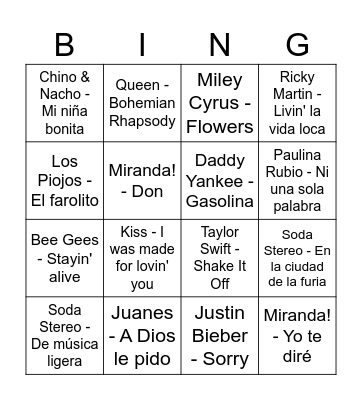 Bingo musical de Lu! Bingo Card