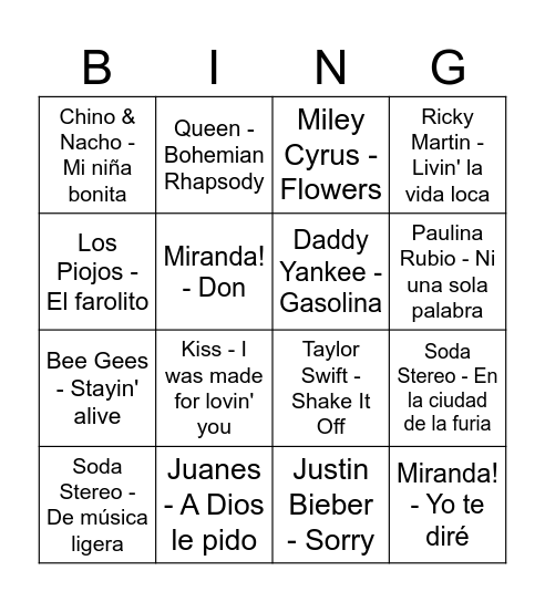 Bingo musical de Lu! Bingo Card