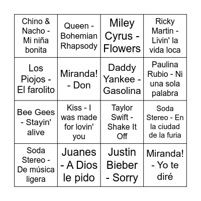 Bingo musical de Lu! Bingo Card
