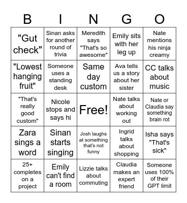 Buyouts Bingo Card