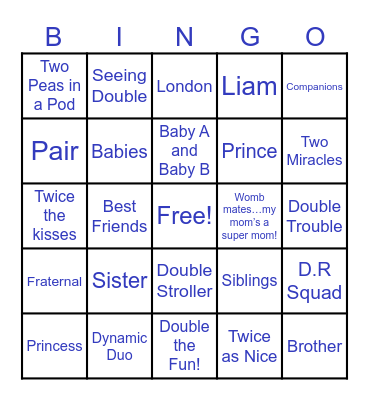 TWINS! Bingo Card