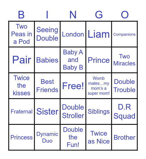 TWINS! Bingo Card