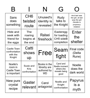 Deltarune CH6 Bingo Card