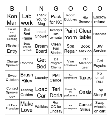 TaDaa 2 Bingo Card