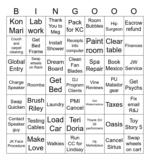 TaDaa 2 Bingo Card