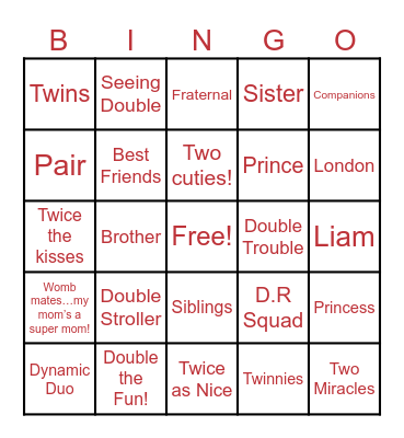 TWINS! Bingo Card