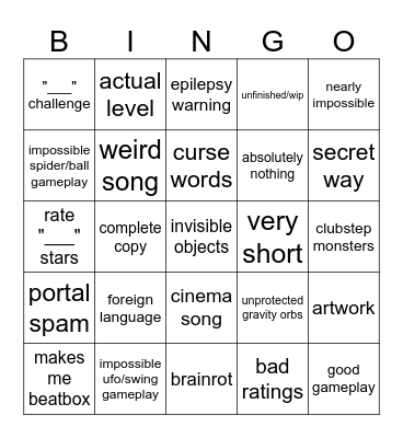 RECENT TAB BINGO Card
