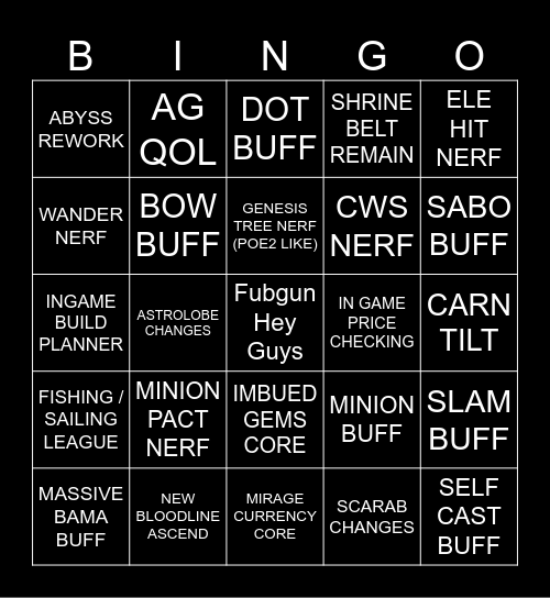 JOS&FERRY'S Bingo Card