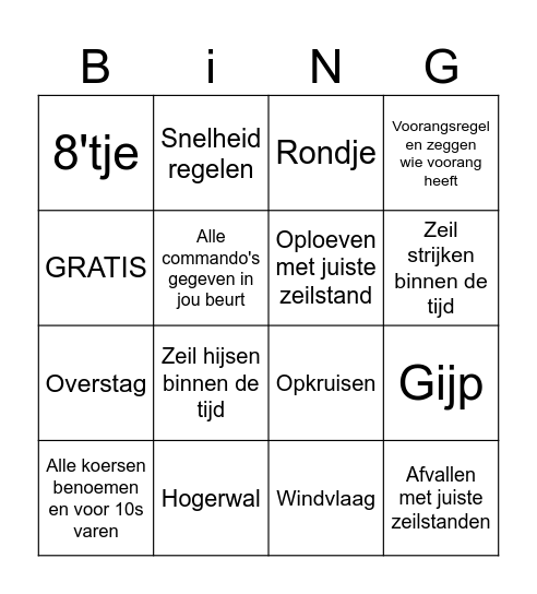 Zeilen ding Bingo Card