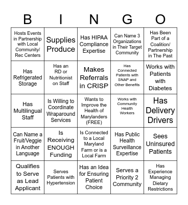 Coalition Bingo Card