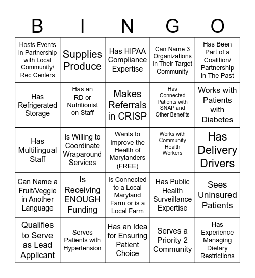 Coalition Bingo Card