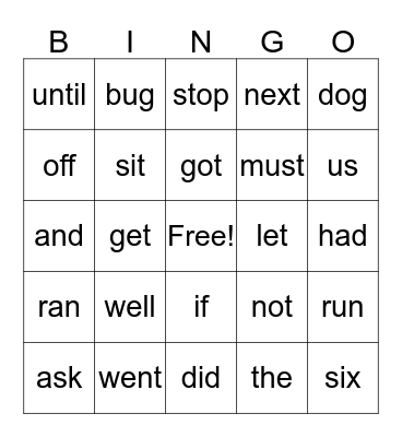 Basic Sounds A-Z Bingo Card