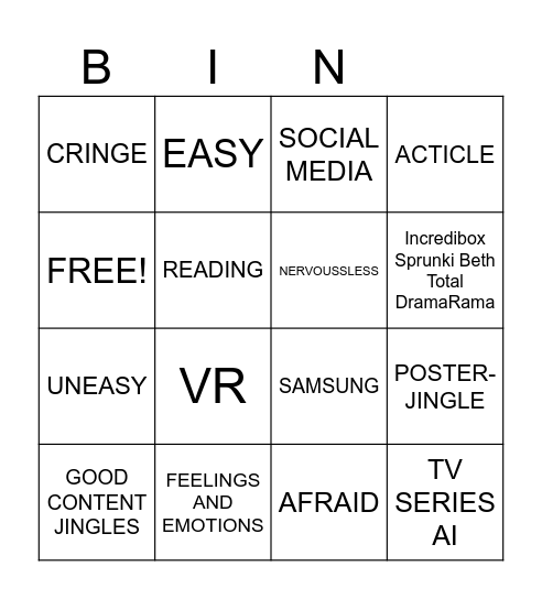 20 Cards Bingo Card