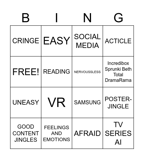 20 Cards Bingo Card