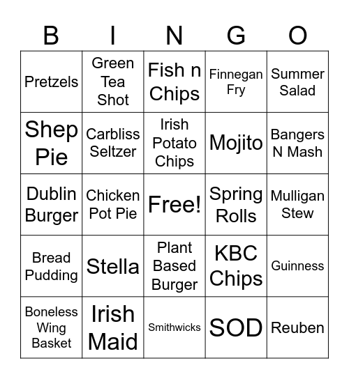 Keegan's Bingo Card