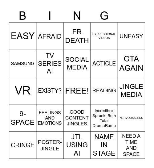 30 Cards Bingo Card