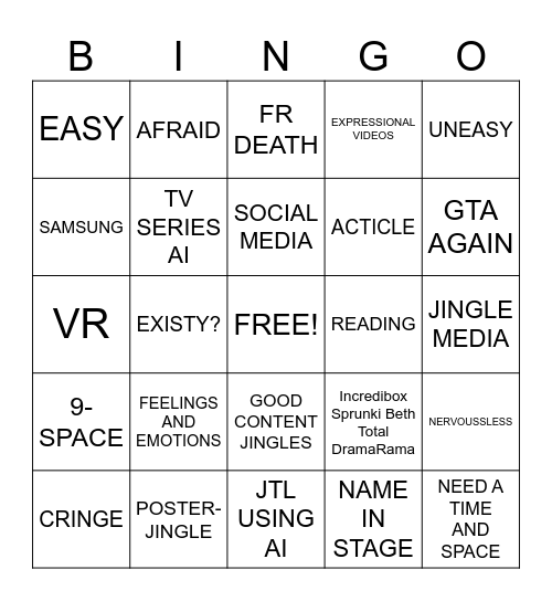 30 Cards Bingo Card