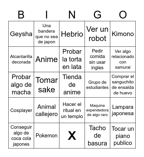 BINGO JAPON Bingo Card
