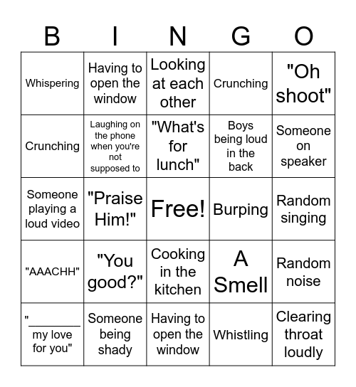 SFH Office Bingo Card