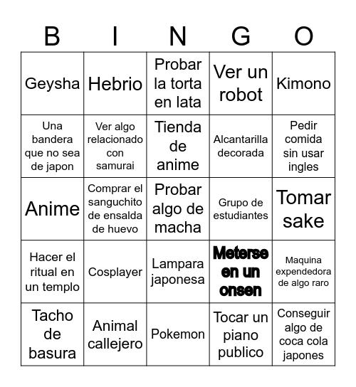 BINGO JAPON Bingo Card