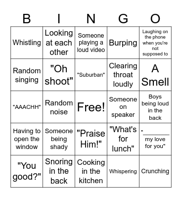 SFH Office Bingo Card