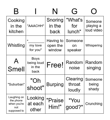 SFH Office Bingo Card