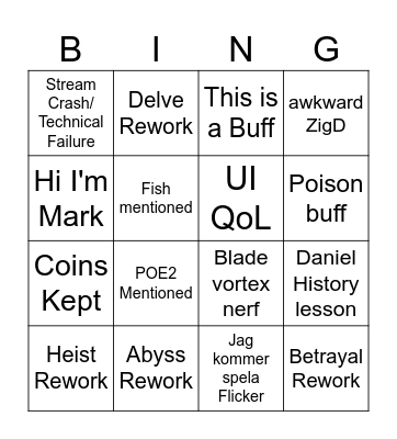 Poe 3.29 Bingo Card