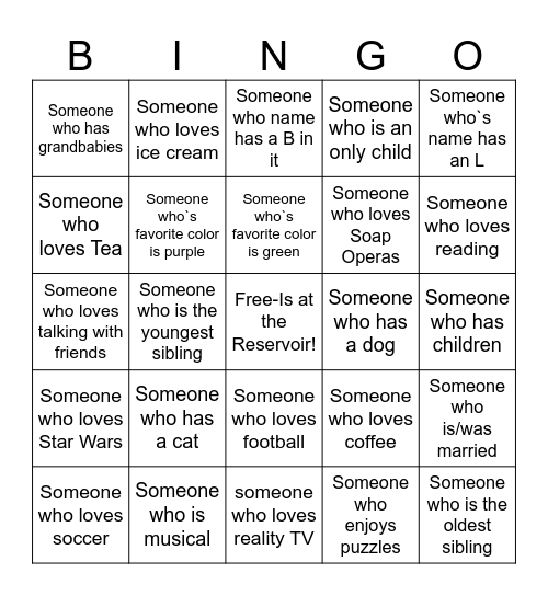 August Bingo Card