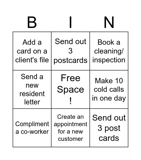 Telemarketing Bingo Card