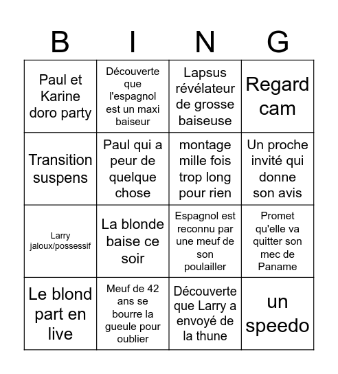 Bingo épisode 8 Bingo Card