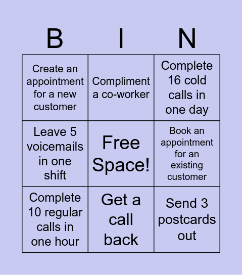 Telemarketing Bingo Card