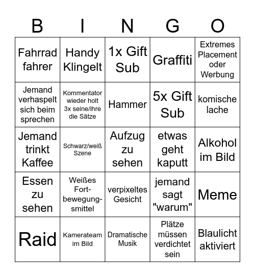 Doku Donnerstag Bingo Card