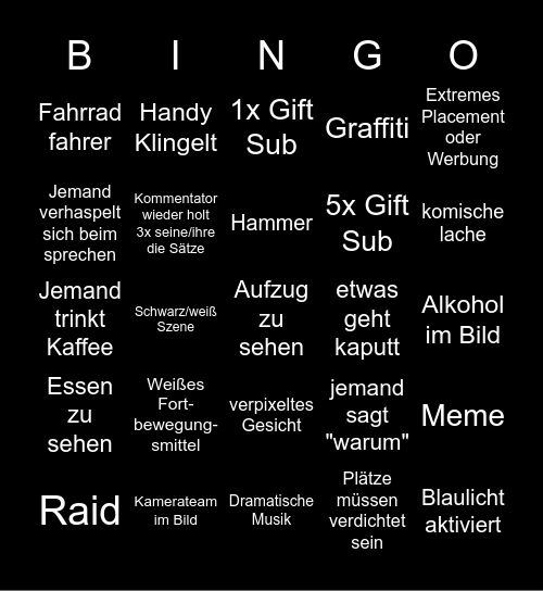 Doku Donnerstag Bingo Card