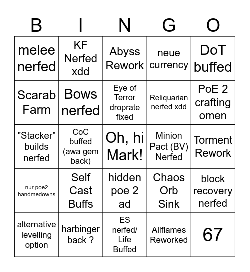 Patch 3.29 Reveal Stream Bingo Card