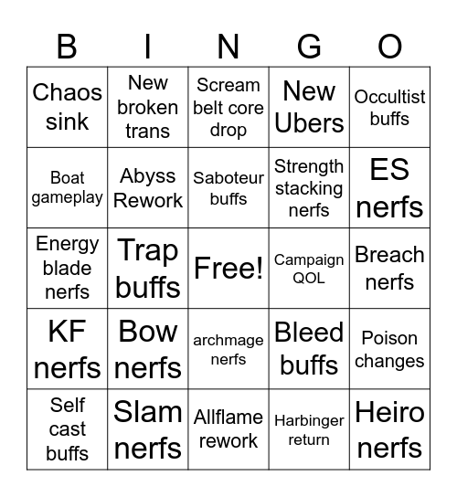 reveal bingo Card