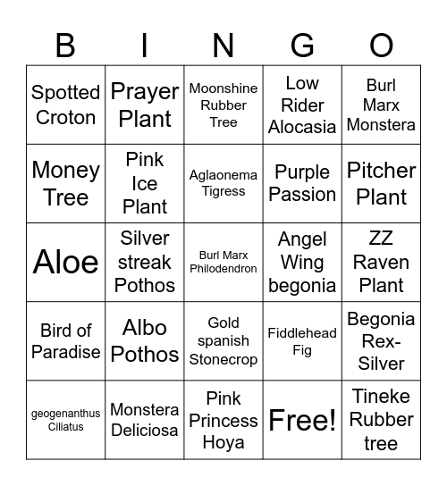 Gardin Plant Bingo! Bingo Card